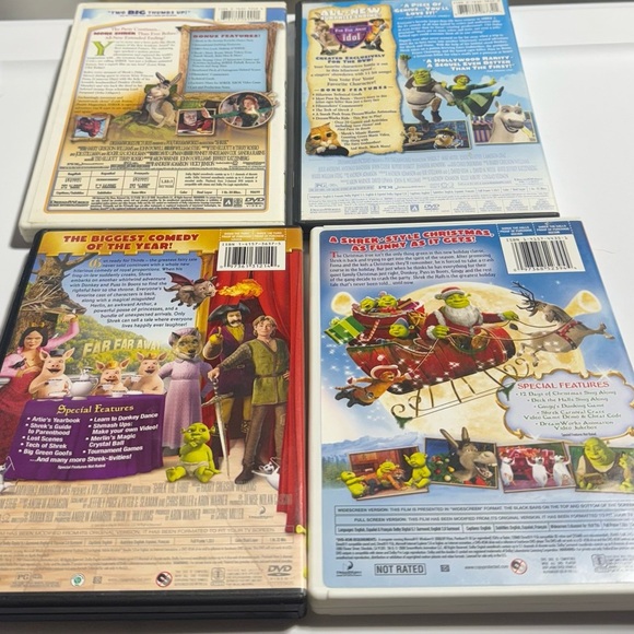 Dreamworks Sherk 4 DVD Bundle. Includes Shrek 1, 2, 3, & Shrek The Halls - Picture 2 of 6